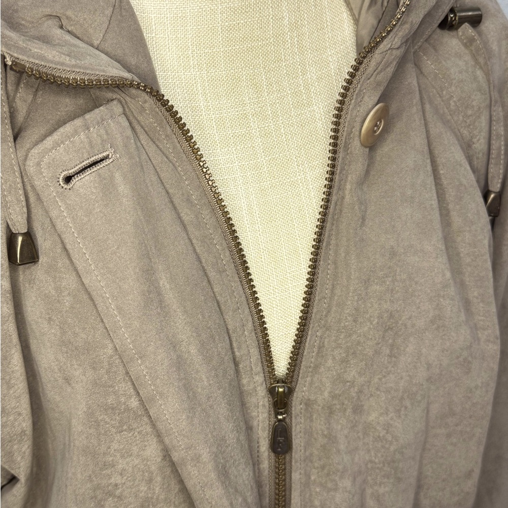 London Fog Jacket Womens‎ Large Taupe Zip and Button Detachable Hood 3496-511 - Picture 3 of 12
